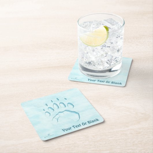 Polar Bear Paw Print Rechteckiger Pappuntersetzer (Vor Ort)