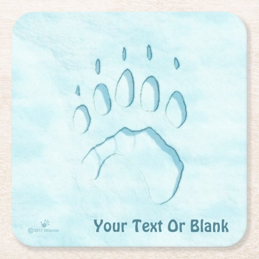 Polar Bear Paw Print Rechteckiger Pappuntersetzer (Vorderseite)