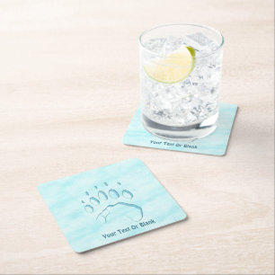 Polar Bear Paw Print Rechteckiger Pappuntersetzer