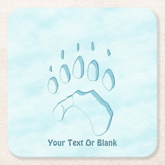 Polar Bear Paw Print Rechteckiger Pappuntersetzer (Vorderseite)