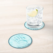 Polar Bear Paw Print Runder Pappuntersetzer (Vor Ort)