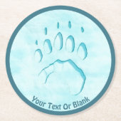 Polar Bear Paw Print Runder Pappuntersetzer (Vorderseite)