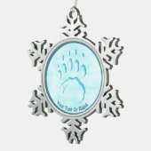 Polar Bear Paw Print Schneeflocken Zinn-Ornament (Rechts)