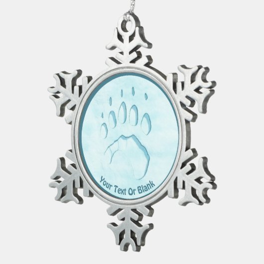 Polar Bear Paw Print Schneeflocken Zinn-Ornament (Rechts)