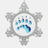 Polar Bear Paw Print Schneeflocken Zinn-Ornament (Vorderseite)