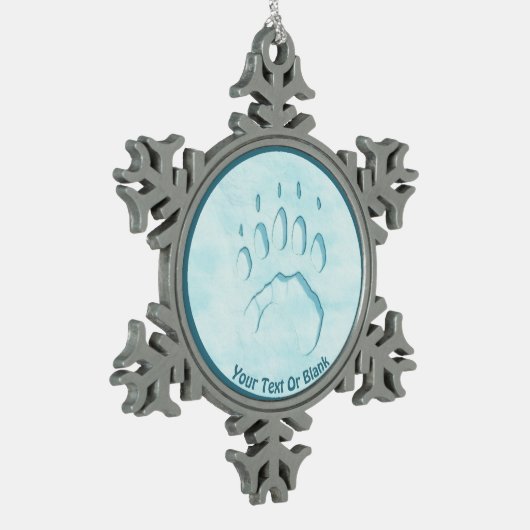Polar Bear Paw Print Schneeflocken Zinn-Ornament (Links)