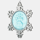Polar Bear Paw Print Schneeflocken Zinn-Ornament (Rechts)