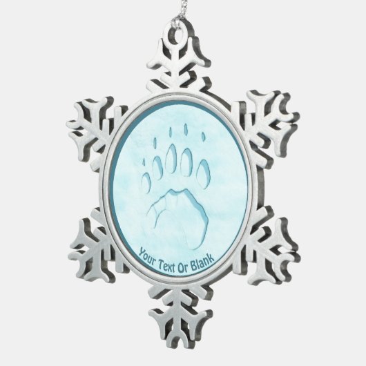 Polar Bear Paw Print Schneeflocken Zinn-Ornament (Rechts)