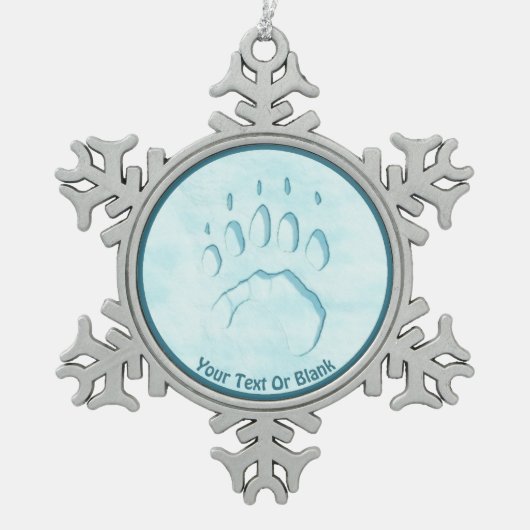 Polar Bear Paw Print Schneeflocken Zinn-Ornament (Vorderseite)