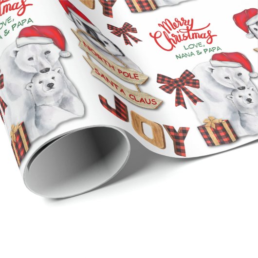 Polar Bear Penguin North Pole Santa Sign Geschenkpapier (Rolleneckpunkt)