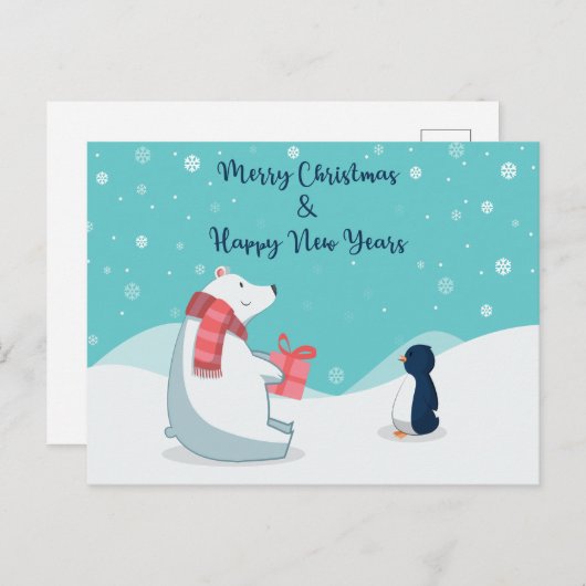 Polar Bear & Penguin! Postkarte (Vorne/Hinten)
