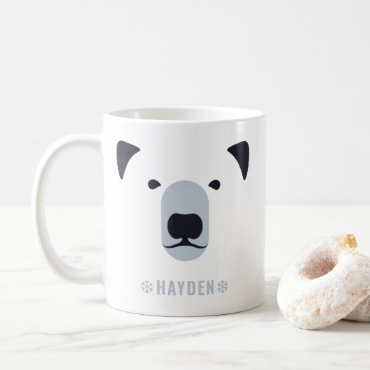 Polar Bear | Personalisierter Name Kaffeetasse (Mit Donut)