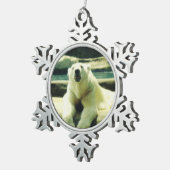 Polar Bear Pewter Snowflake Ornament (Rechts)