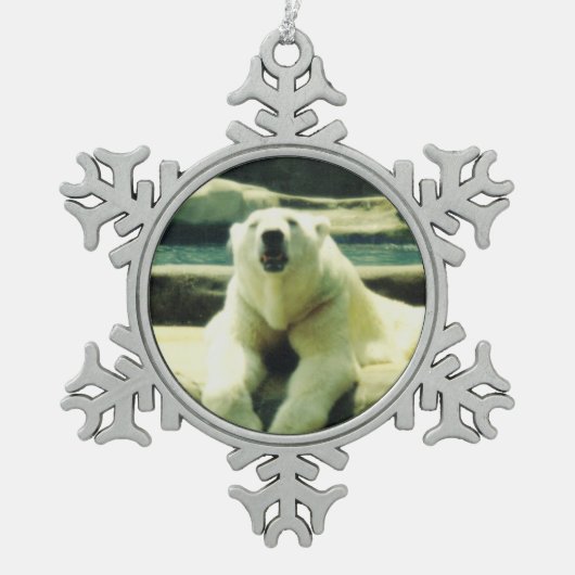 Polar Bear Pewter Snowflake Ornament (Vorderseite)