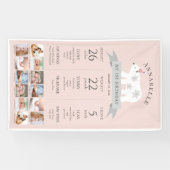 Polar Bear Pink 1. Geburtstag Meilenstein Timeline Banner (Horizontal)
