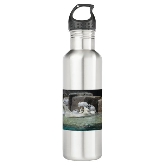 Polar Bear Playing mit Jug Edelstahlflasche (Vorderseite)