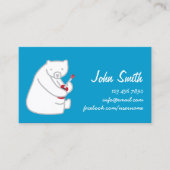 Polar Bear Playing Ukulele Music Blue Visitenkarte (Vorderseite)