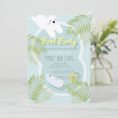 Polar Bear Pool Party Blue Baby Dusche Einladung (Stehend Vorderseite)
