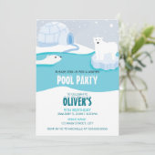 Polar Bear Pool Party Geburtstag Einladung (Stehend Vorderseite)