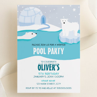 Polar Bear Pool Party Geburtstag Einladung