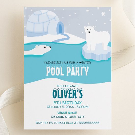 Polar Bear Pool Party Geburtstag Einladung