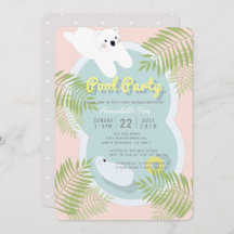 Polar Bear Pool Party Pink Baby Dusche Einladung