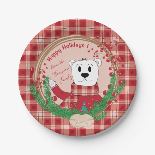 Polar Bear Pop Holidays Red Paper Teller (Vorderseite)
