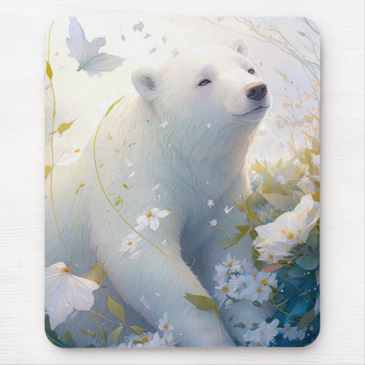 Polar Bear Portrait Animal Painting Wildlife Free Mousepad (Vorne)