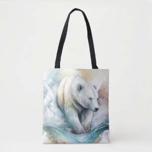 Polar Bear Portrait Animal Painting Wildlife Snow Tasche