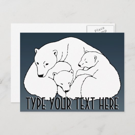 Polar Bear Postcard Bären Familie Postkarten (Vorne/Hinten)