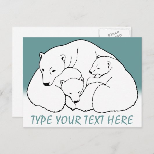 Polar Bear Postcard Bären Familie Postkarten (Vorne/Hinten)