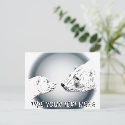 Polar Bear Postcard Mother & Cub Bären Postkarten (Stehend Vorderseite)