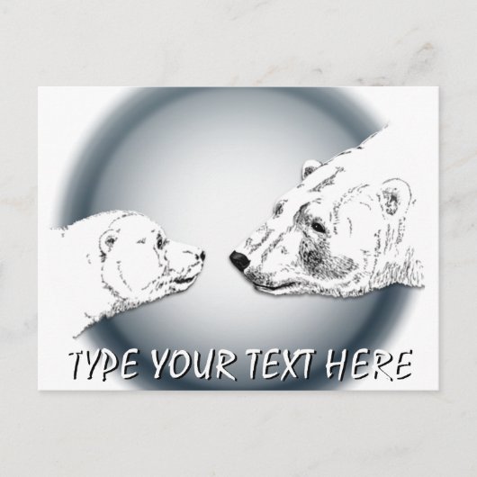 Polar Bear Postcard Mother & Cub Bären Postkarten (Vorderseite)