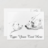Polar Bear Postcard Mother & Cub Bären Postkarten (Vorne/Hinten)
