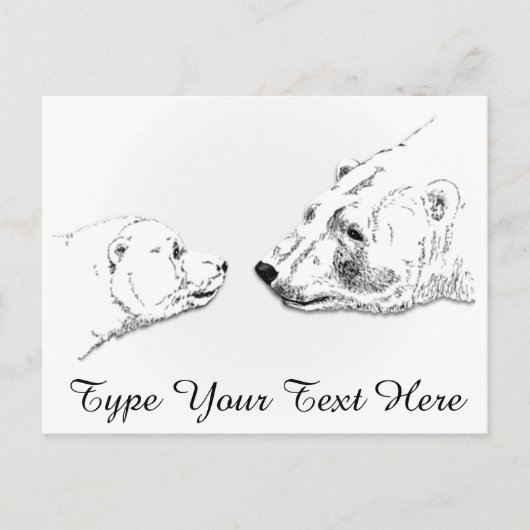 Polar Bear Postcard Mother & Cub Bären Postkarten (Vorderseite)