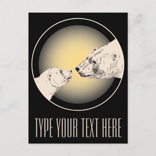 Polar Bear Postcard Mother & Cub Bären Postkarten (Vorderseite)