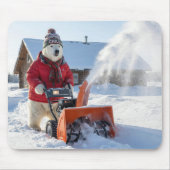 Polar Bear Pushing a Snowblower Mousepad (Vorne)