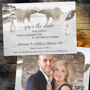 Polar Bear QR Code Foto Winter Save the Date Card