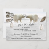 Polar Bear QR Code Foto Winter Save the Date Card (Vorderseite)