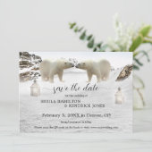 Polar Bear QR Code Foto Winter Save the Date Card (Stehend Vorderseite)