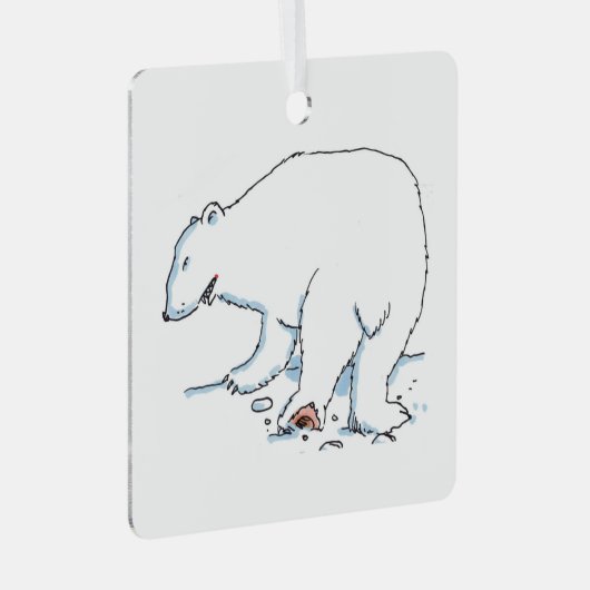 Polar Bear Quadrat Ornament Aus Metall (Vorderseite Rechts)