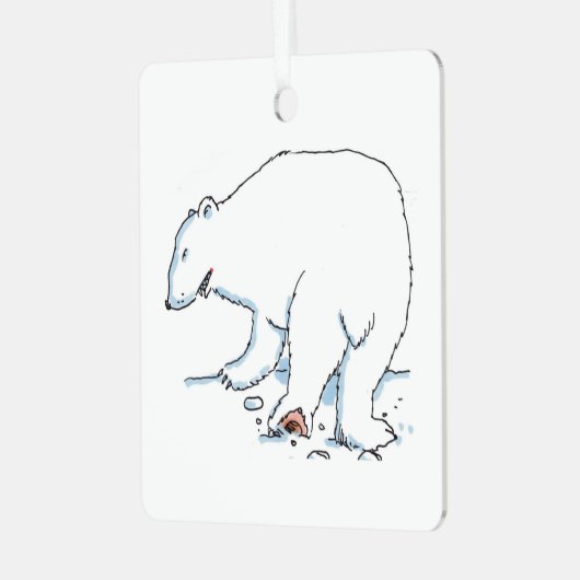 Polar Bear Quadrat Ornament Aus Metall (Vorderseite links)