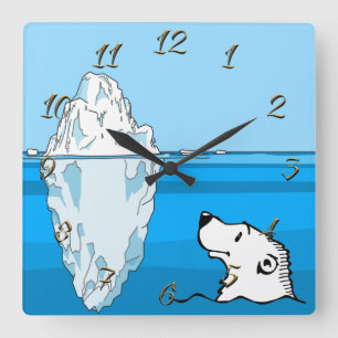 Polar bear quadratische wanduhr