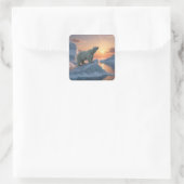 Polar Bear Quadratischer Aufkleber (Tasche)