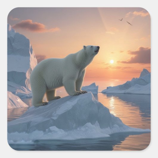 Polar Bear Quadratischer Aufkleber (Vorderseite)