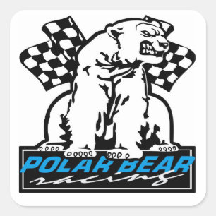 Polar Bear Race Quadratischer Aufkleber