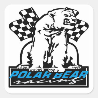 Polar Bear Race Quadratischer Aufkleber