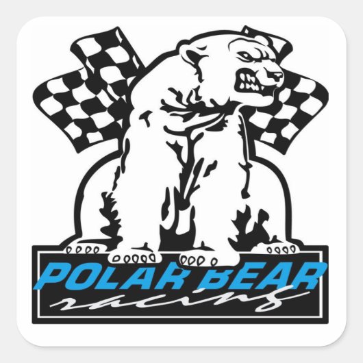 Polar Bear Race Quadratischer Aufkleber (Vorderseite)