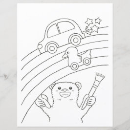 Polar Bear Rainbow Kids Colour Page Paper Sheet