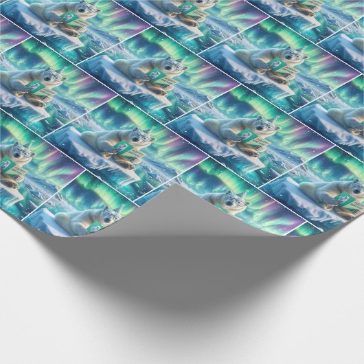 Polar Bear Reading a Birthday Grußkarte Geschenkpapier (Ecke)